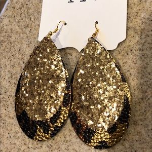 Personally made leopard and glitter earrings